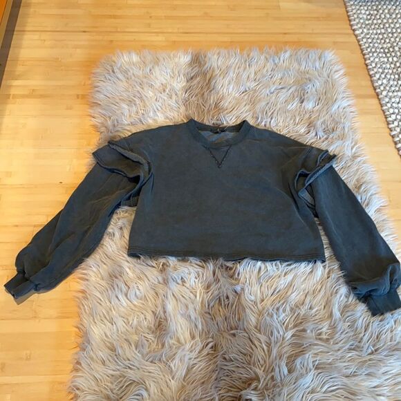 7 for all mankind cropped sweatshirt - Picture 2 of 7